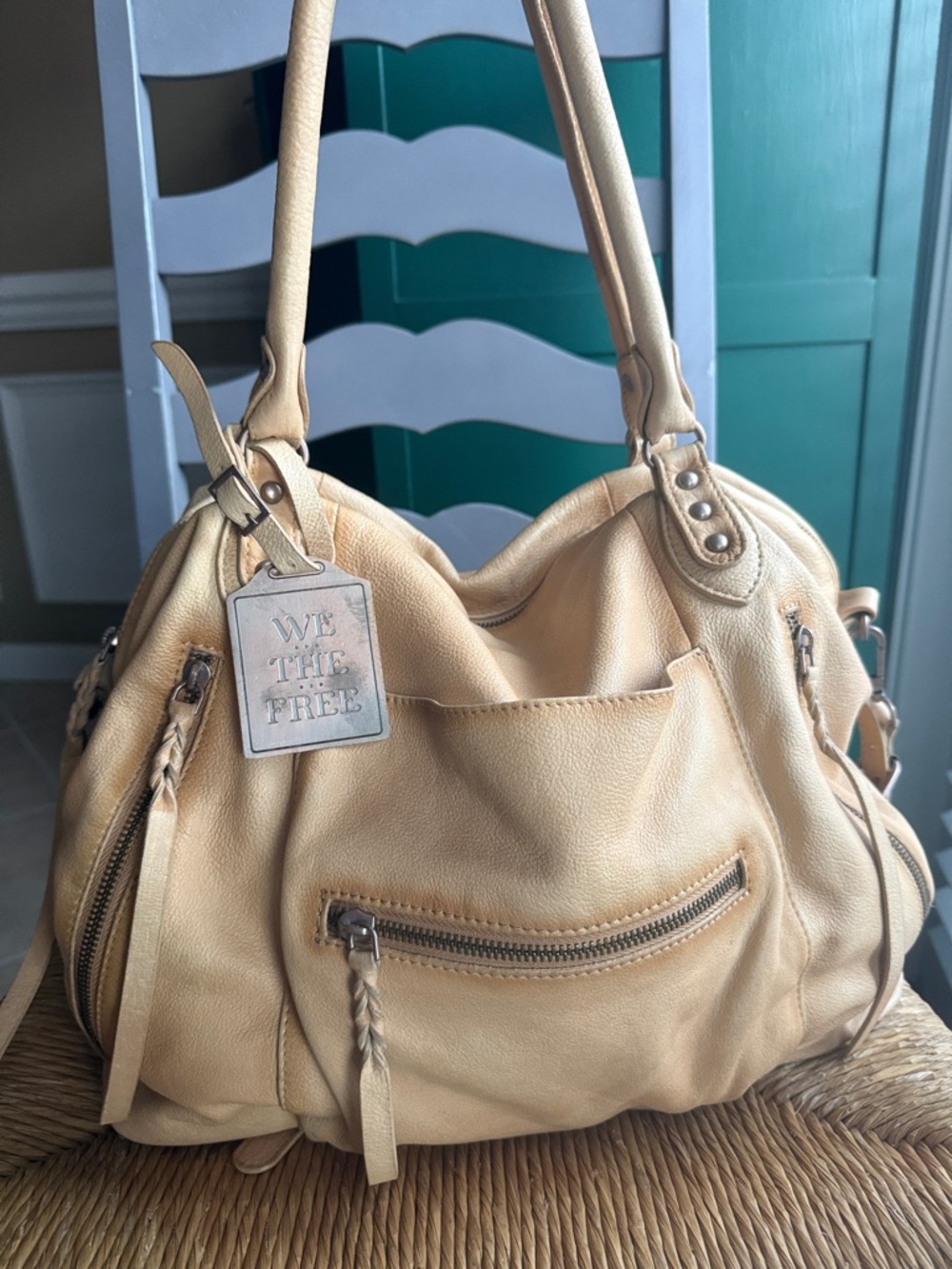 We The Free Emerson tote Italian straw Leather Hobo with Braided Accents - Picture 6 of 16